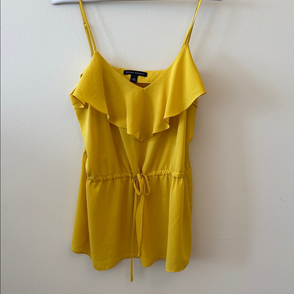 Banana Republic Yellow Ruffle Camisole Medium Feminine Flirty Resort Wear